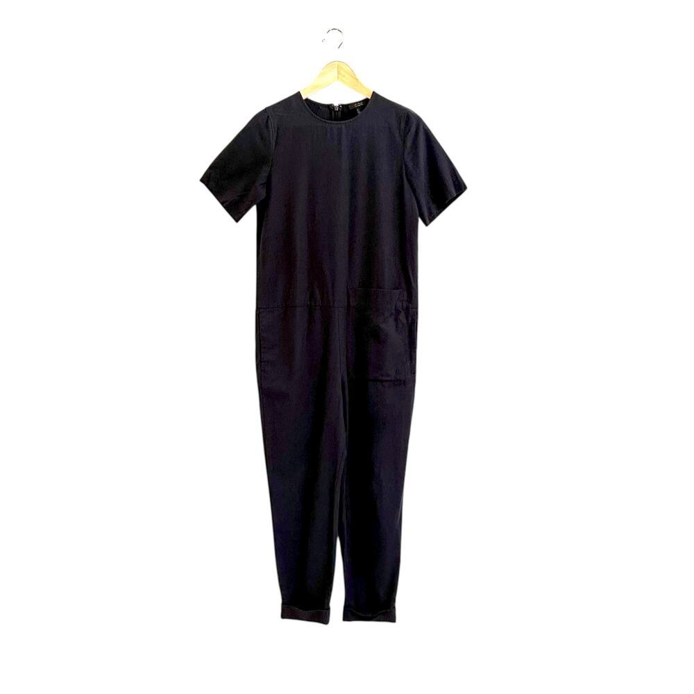 COS Short Sleeve Jumpsuit Charcoal Black Pockets Minimalist US Sz 2